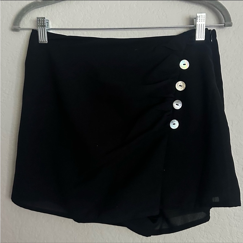 Black Skort with Button Detail